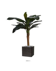 Bananier artificiel en pot 1 tronc feuillage large H 150 cm Vert