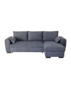 Canapé d'angle convertible réversible soro - méridienne avec coffre - tissu gris foncé - l 240 x p 143 x h 85 cm