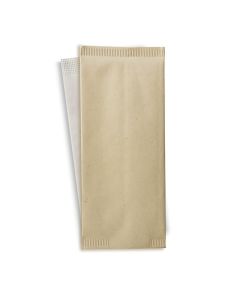 Pochette papier crème pour couverts avec serviette blanche 11 x 25 cm - 500 unités