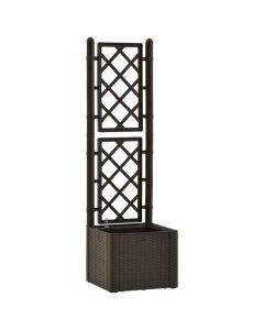 Jardinière lit surélevé plantes fleurs jardin et treillis et système d'arrosage moka